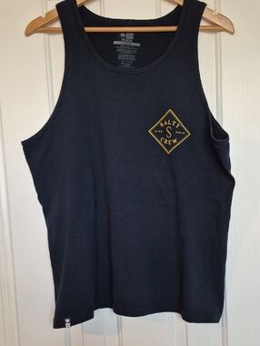 Salty Crew Black Tank Top with Gold Chest Diamond Logo
